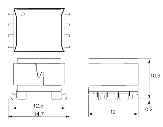 OEP Surface Pulse Transformer 1:1:1 Turns Ratio, 3 mH Prim. Inductance, 0.65Ω Prim. Resistance