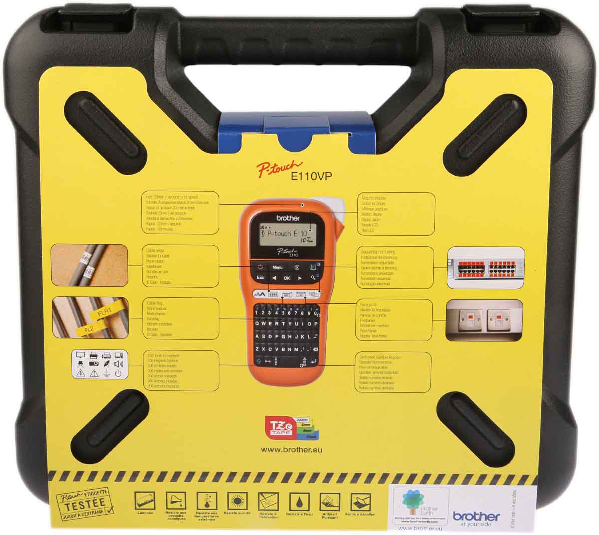 pte110vpzu1 Brother PT-E110VP Handheld Label Printer, 12.5 mm Max Label Width