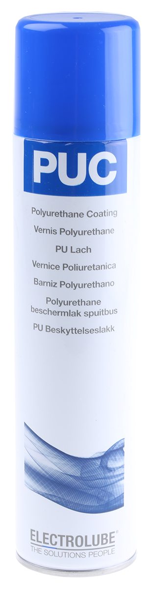 Electrolube Transparent Amber Polyurethane Conformal Coating, 400 ml Aerosol, -55 °C min, 130 °C max