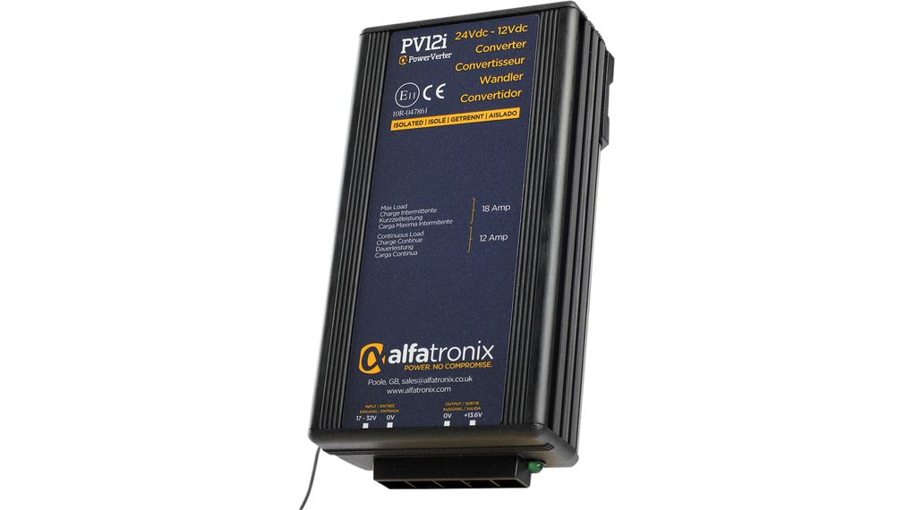 Alfatronix Powerverter DC/DC Converter, 13.6V dc/ 12 A, 32V dc Input, 17V Input 144 W, Clip, 30 °C Max Temp -25 °C Min