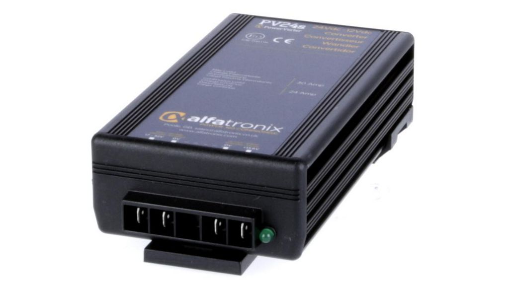 pv24s Alfatronix PV DC/DC Converter, 13.6V dc/, 32V dc Input 24 A, 17V Input, Clip, 30 °C Max Temp -25 °C Min Temp