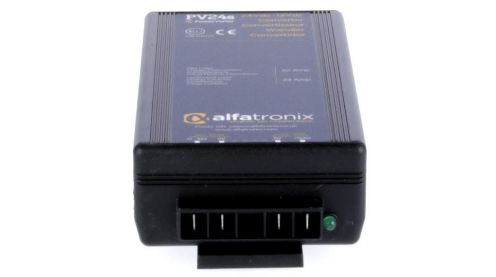 pv24s Alfatronix PV DC/DC Converter, 13.6V dc/, 32V dc Input 24 A, 17V Input, Clip, 30 °C Max Temp -25 °C Min Temp
