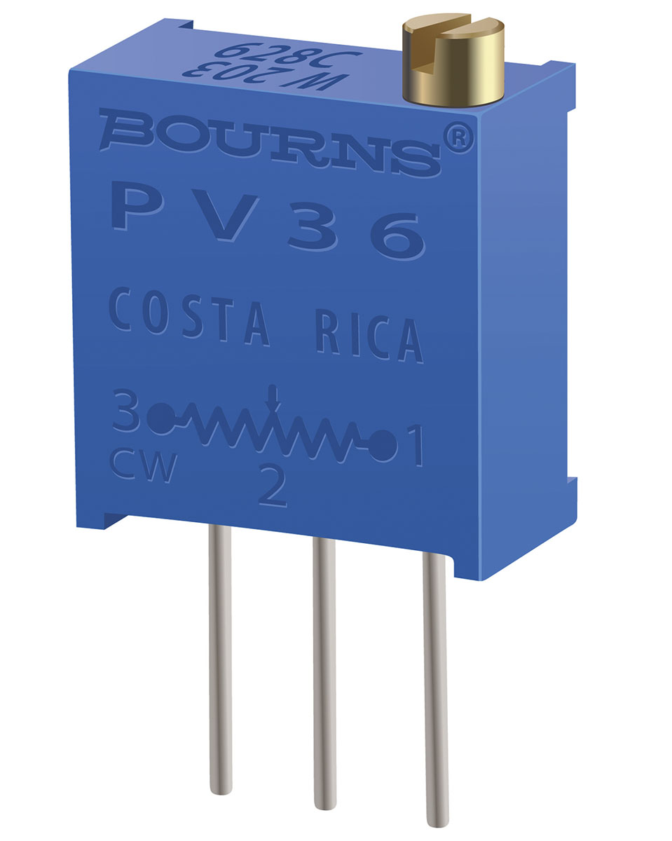 1 kΩ, Through Hole Trimmer Potentiometer, PC Pin 0.5 W Top Adjust Bourns, PV36