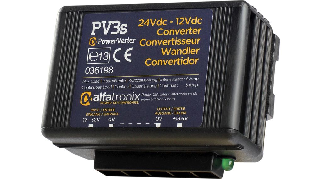 Alfatronix PV DC/DC Converter, 13.6V dc/, 32V dc Input 3 A, 17V Input, Clip, 30 °C Max Temp -25 °C Min Temp