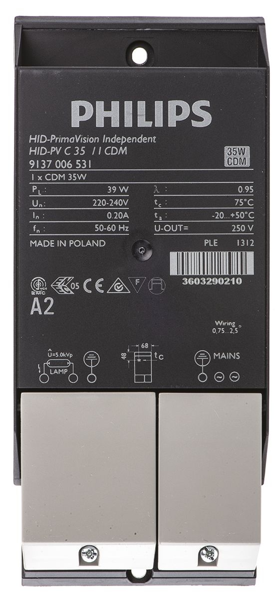 pvc035icdm Philips Lighting 35 W Electronic Ceramic Metal Halide Lighting Ballast, 220V, 240 V