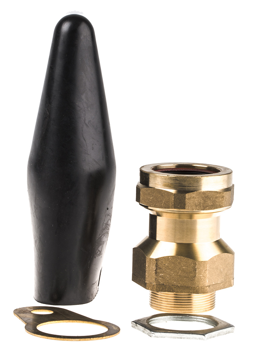 Prysmian CW40 Series 9 Cable Gland Kit, kit contents: 1 x Armour Ring, 1 x Earth Tag, 1 x Gland Barrel, 1 x Gland Body,