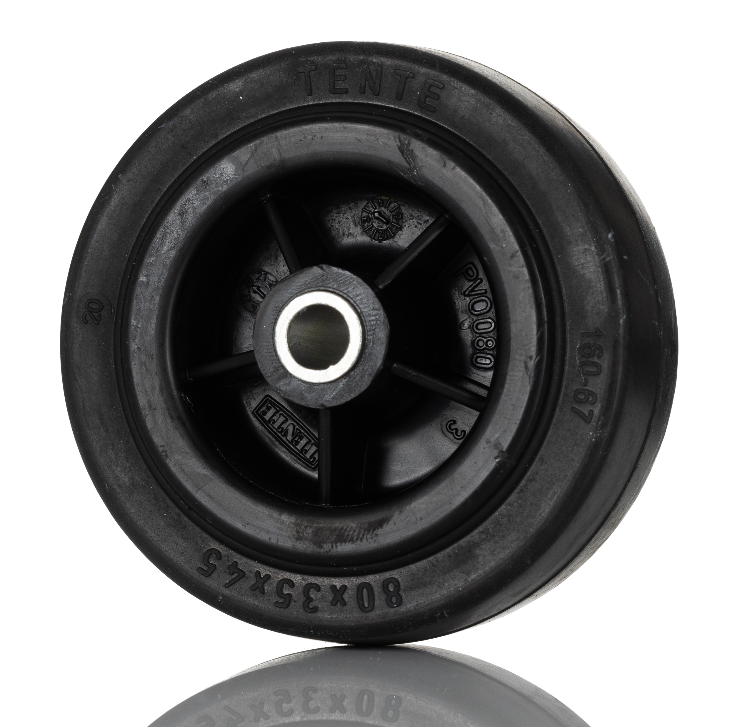 Tente Black Rubber Trolley Wheel, 70 kg