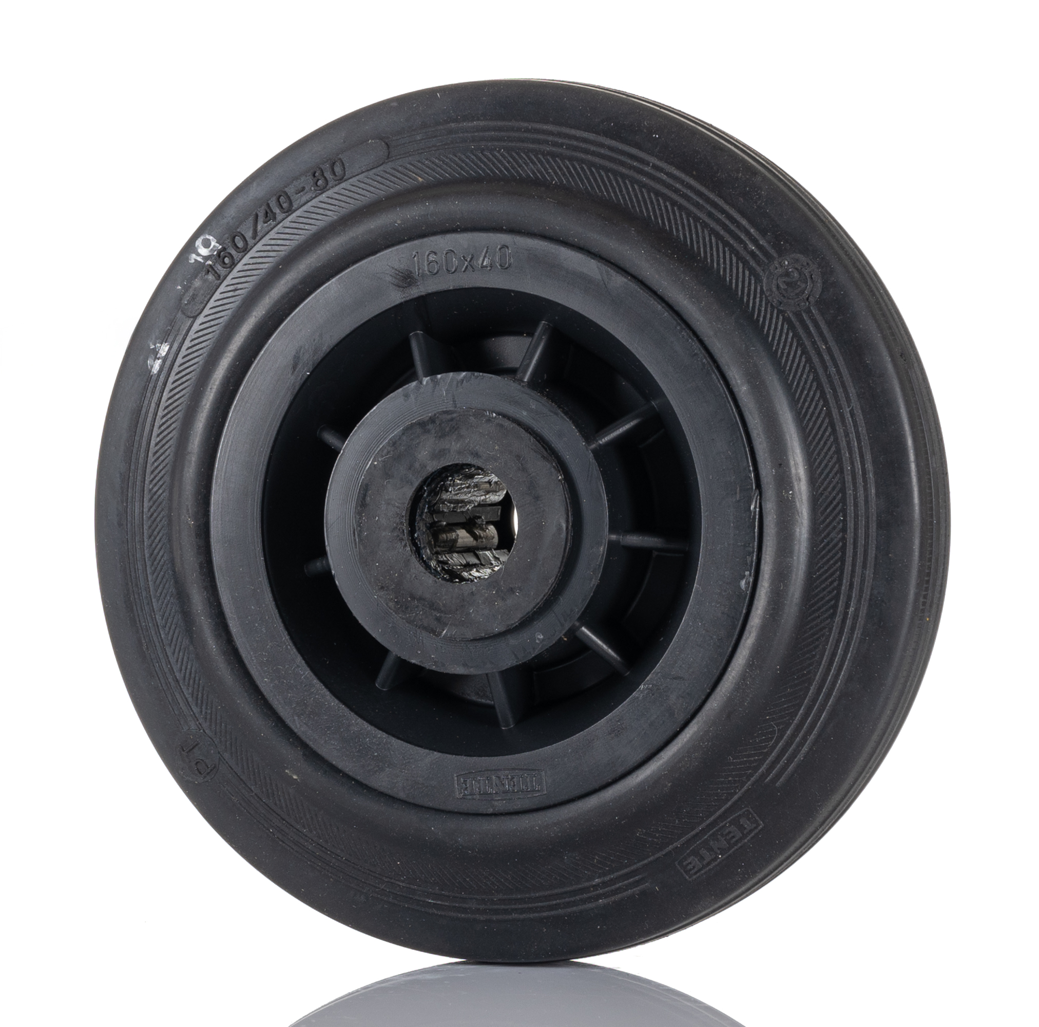 Tente Black Rubber Trolley Wheel, 135 kg