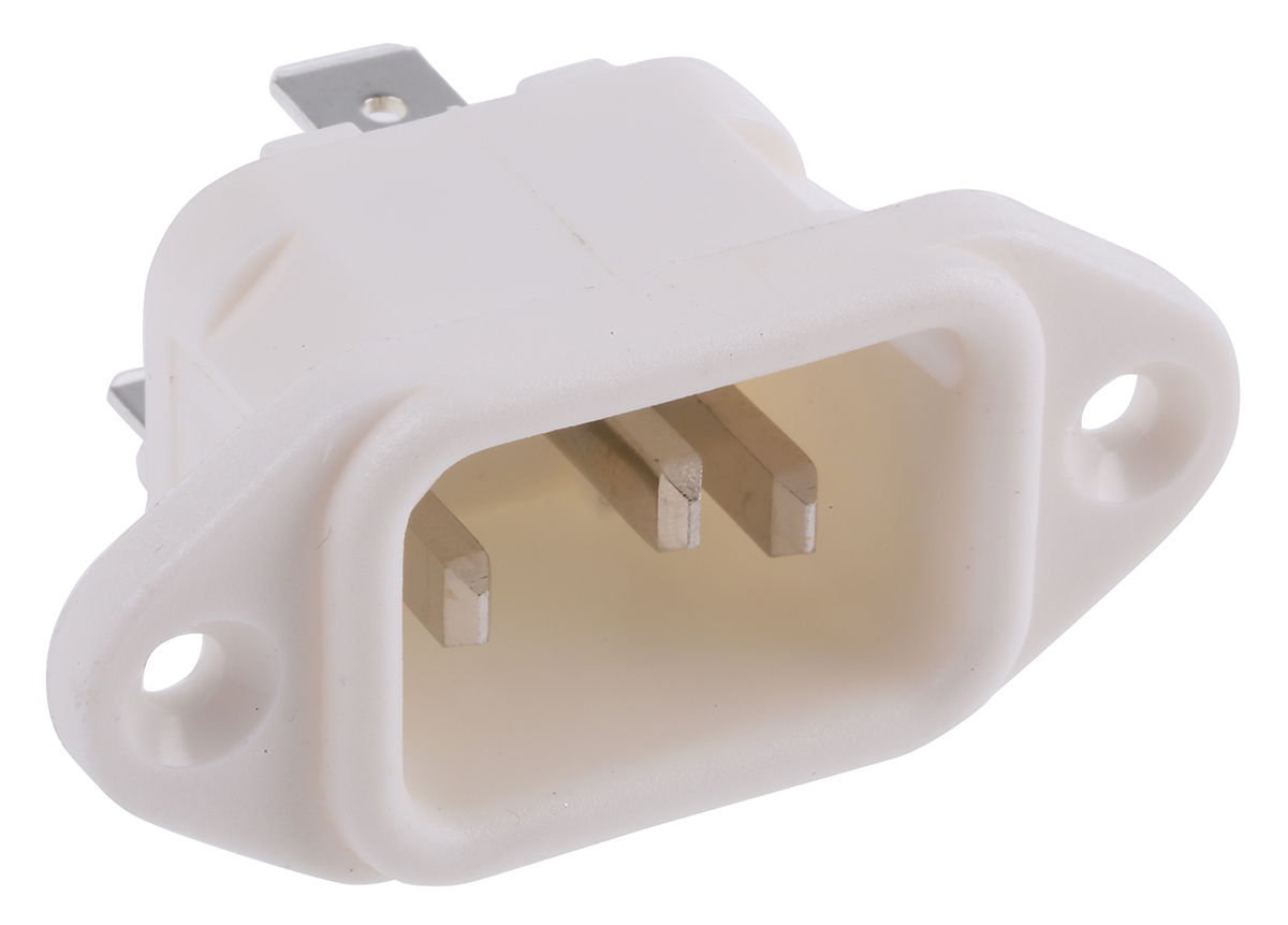 Bulgin C14 Straight Panel Mount IEC Connector, 250V Male, 10A