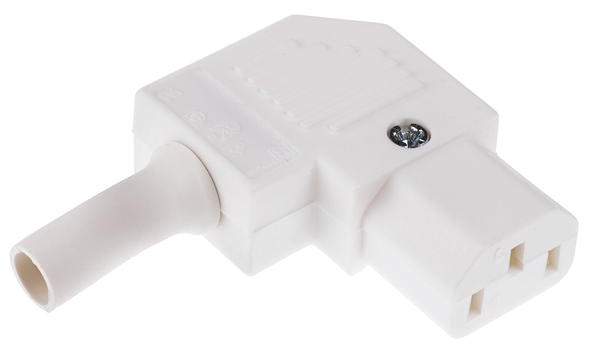 Bulgin C13 Right Angle Cable IEC Connector, 250V Male, 10A