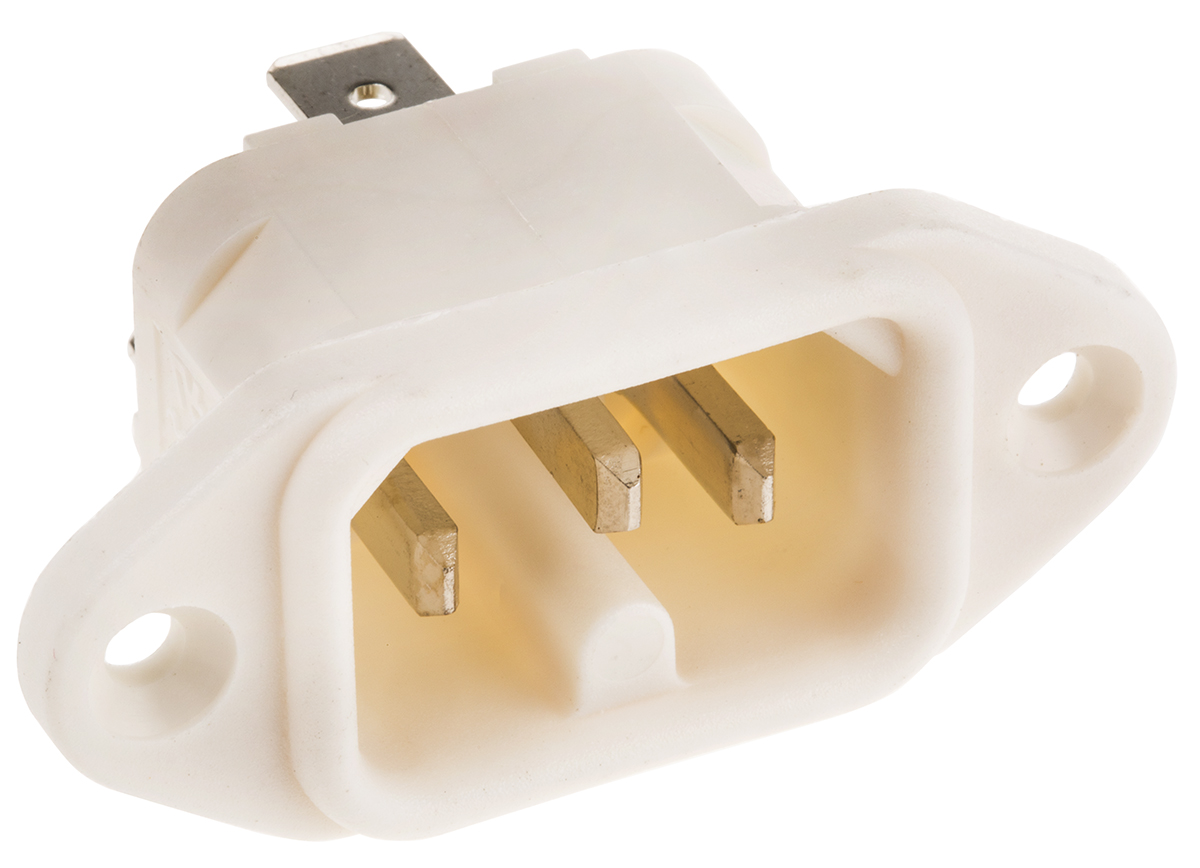 Bulgin C16 Straight Panel Mount IEC Connector, 250V Male, 10A