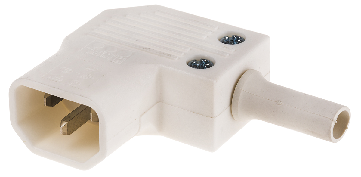 Bulgin C14 Right Angle Cable IEC Connector, 250V Male, 10A