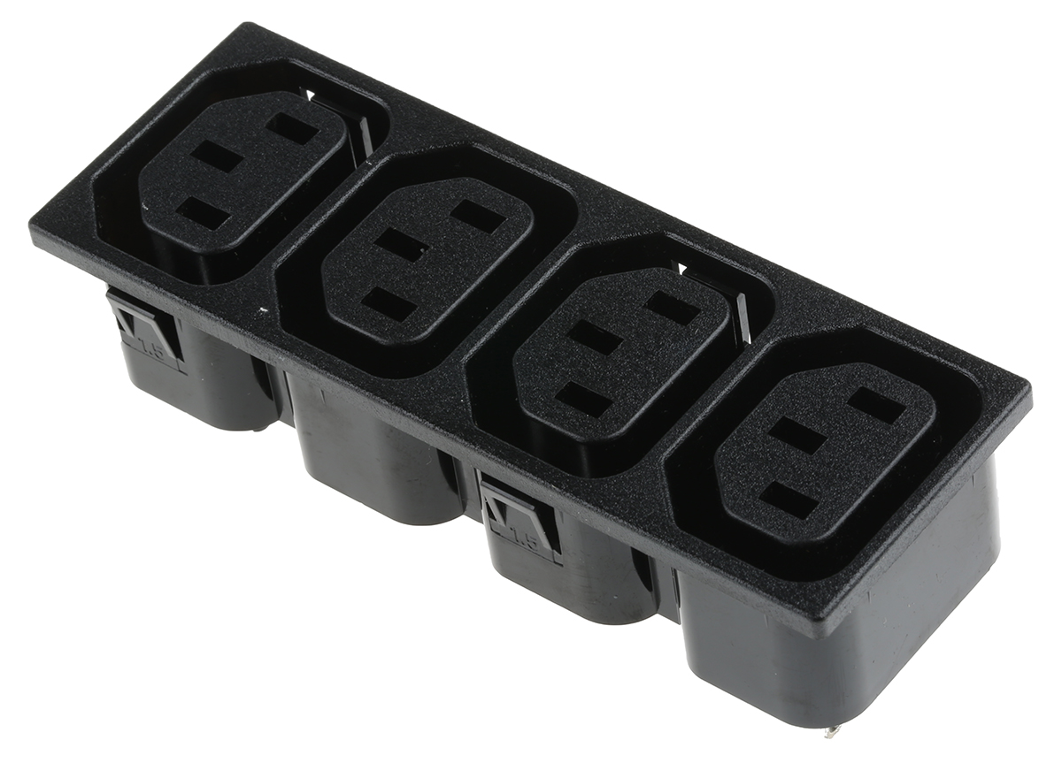 Bulgin C13 x4 Straight Snap-in IEC Connector, 250V Male, 10A