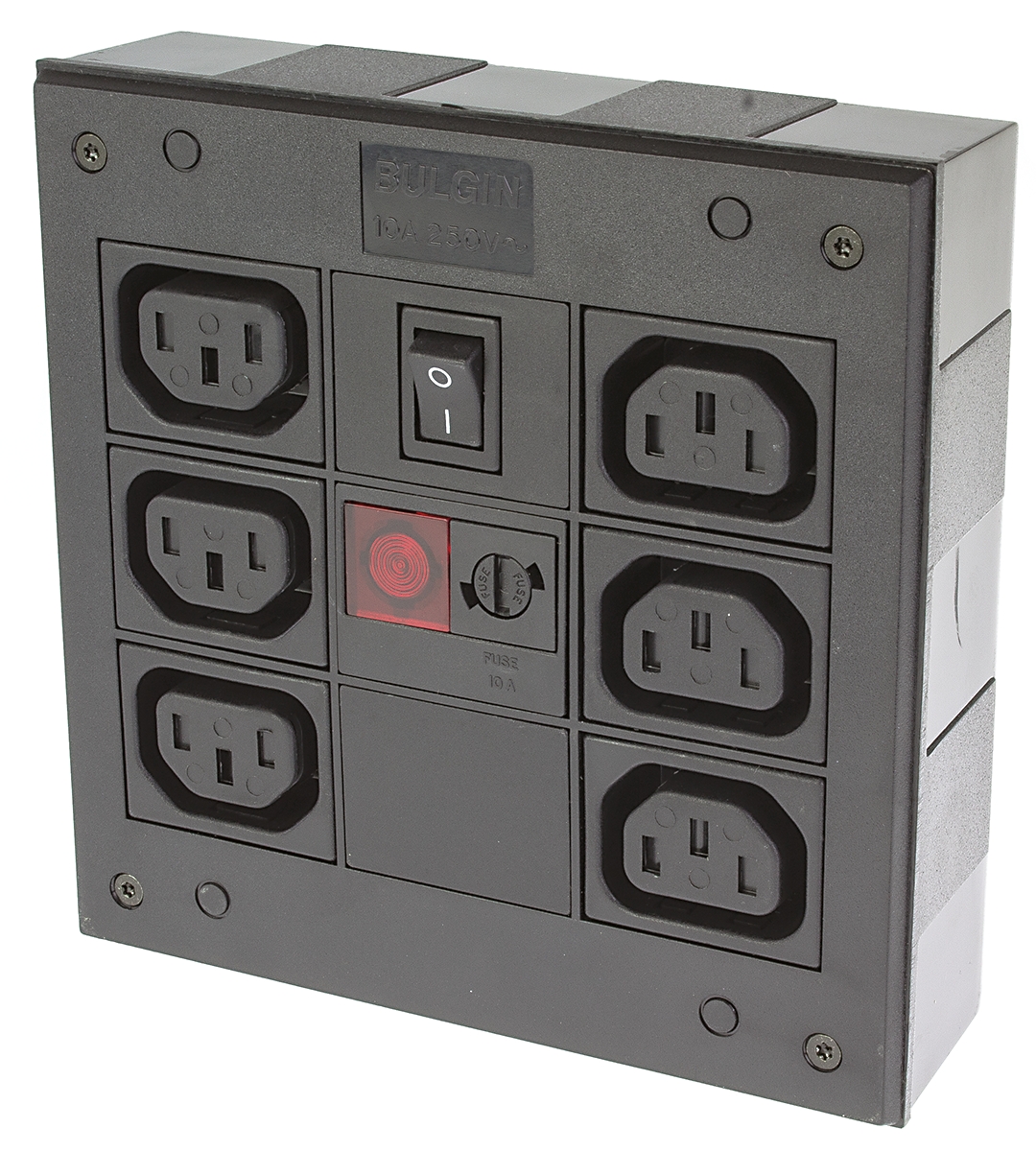 Bulgin IEC C13 6 Gang Socket Bar, 2m Cable, 10A, 250V ac Fused