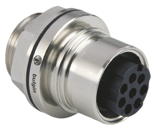 Bulgin Circular Connector, 8 Contacts, Front, Socket, Female, IP69K, IP66, IP68, Buccaneer 6000 Series