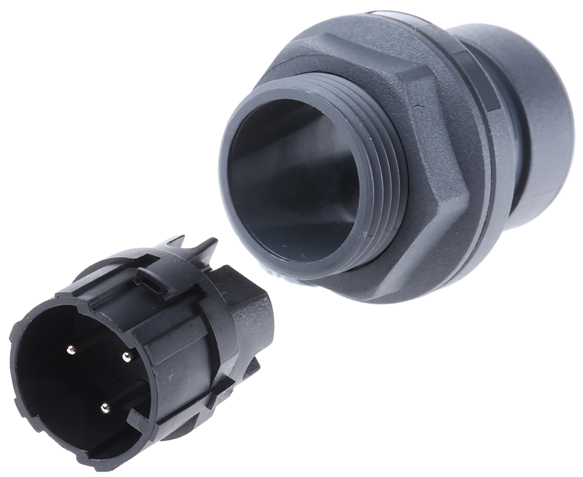 Bulgin Circular Connector, 3 Contacts, Front, Standard Connector, Plug, Male, IP66, IP68, IP69K, Buccaneer 6000 Series