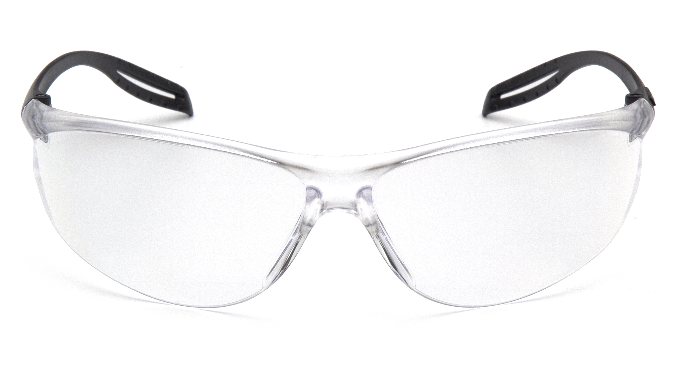 Pyramex NeshobaTM Safety Spectacles, 99% UV Protection, Anti-Scratch, Clear, Black Polycarbonate Lens, Polycarbonate