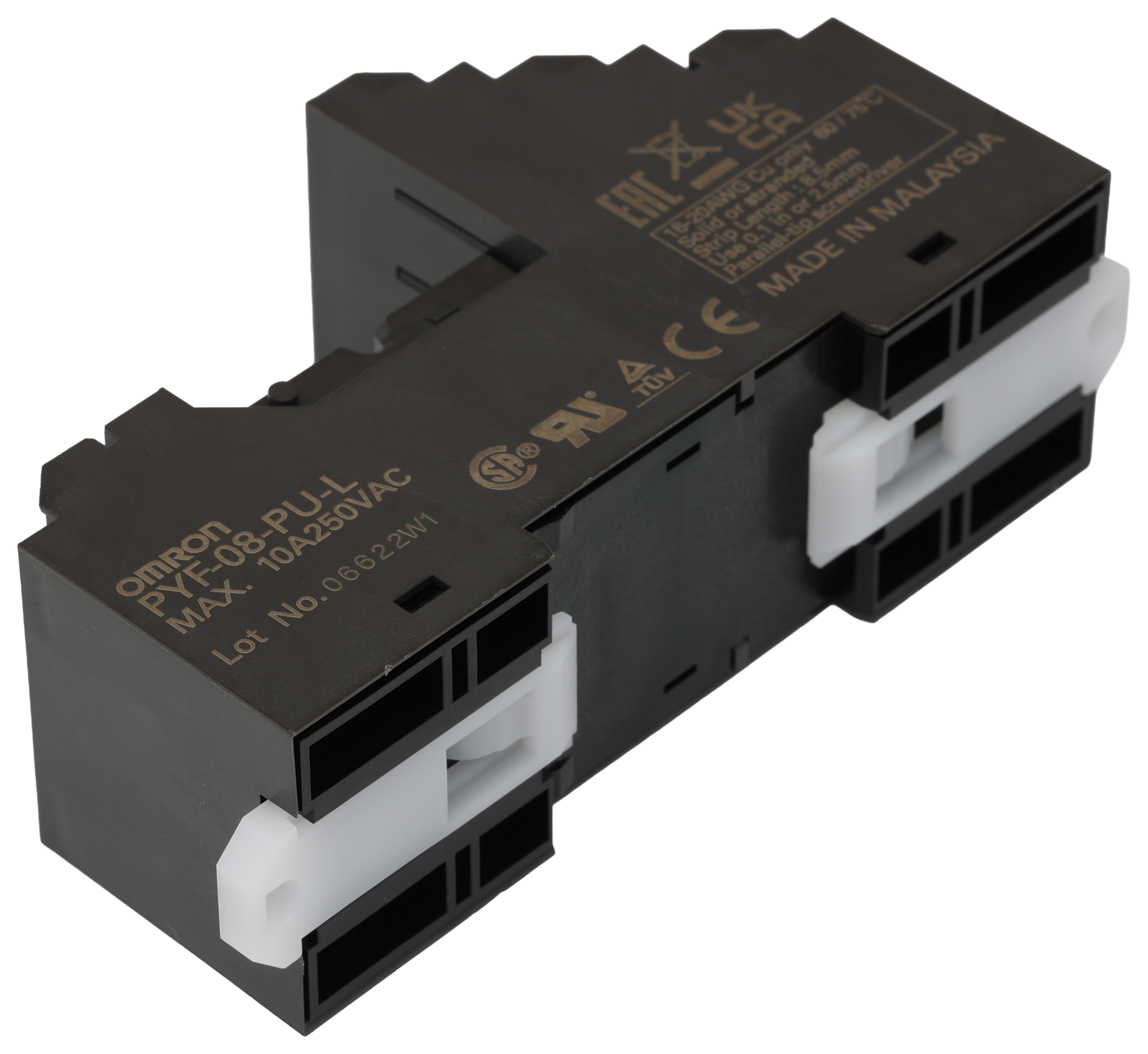 pyf-08-pu-l Omron PYF 8 Way 250V ac DIN Rail Relay Socket, for use with H3Y Series Timer, H3YN Series Timer
