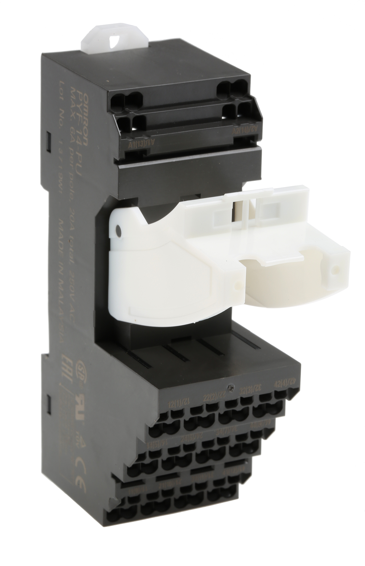 pyf-14-pu Omron 14 Way 250V ac DIN Rail Relay Socket, for use with MY Series General Purpose Relay