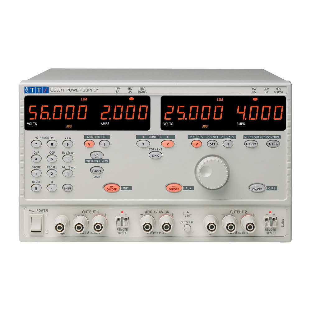 Aim-TTi Digital Bench Power Supply, 3-Output 6 V to  56V, 25 V, 6 V, 242 W, 4 A Max