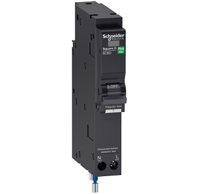 Schneider Electric QO116C10RCB Series Residual Current Circuit Breaker, 16A, 1-Pole, 30 mA, Type C, 10000 A 230V ac, 240