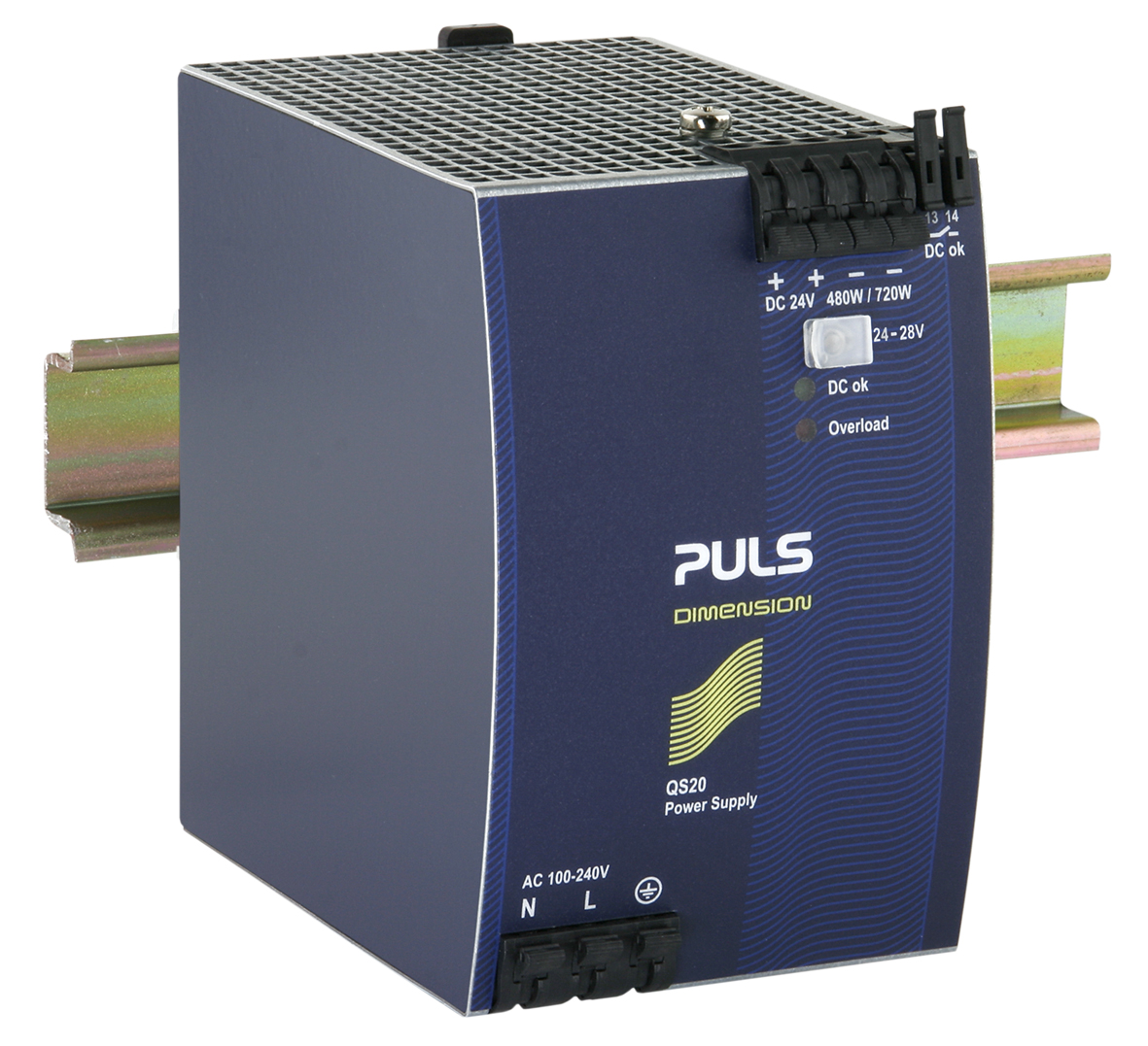 PULS Q DIN Rail DIN Rail Power Supply 100V ac/dc AC/DC Input 24V, 20 A Output DC 480 W