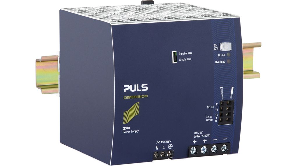 PULS Q Power Supply DIN Rail Power Supply 264V ac AC Input 36V, 26.7 A Output DC 960 W