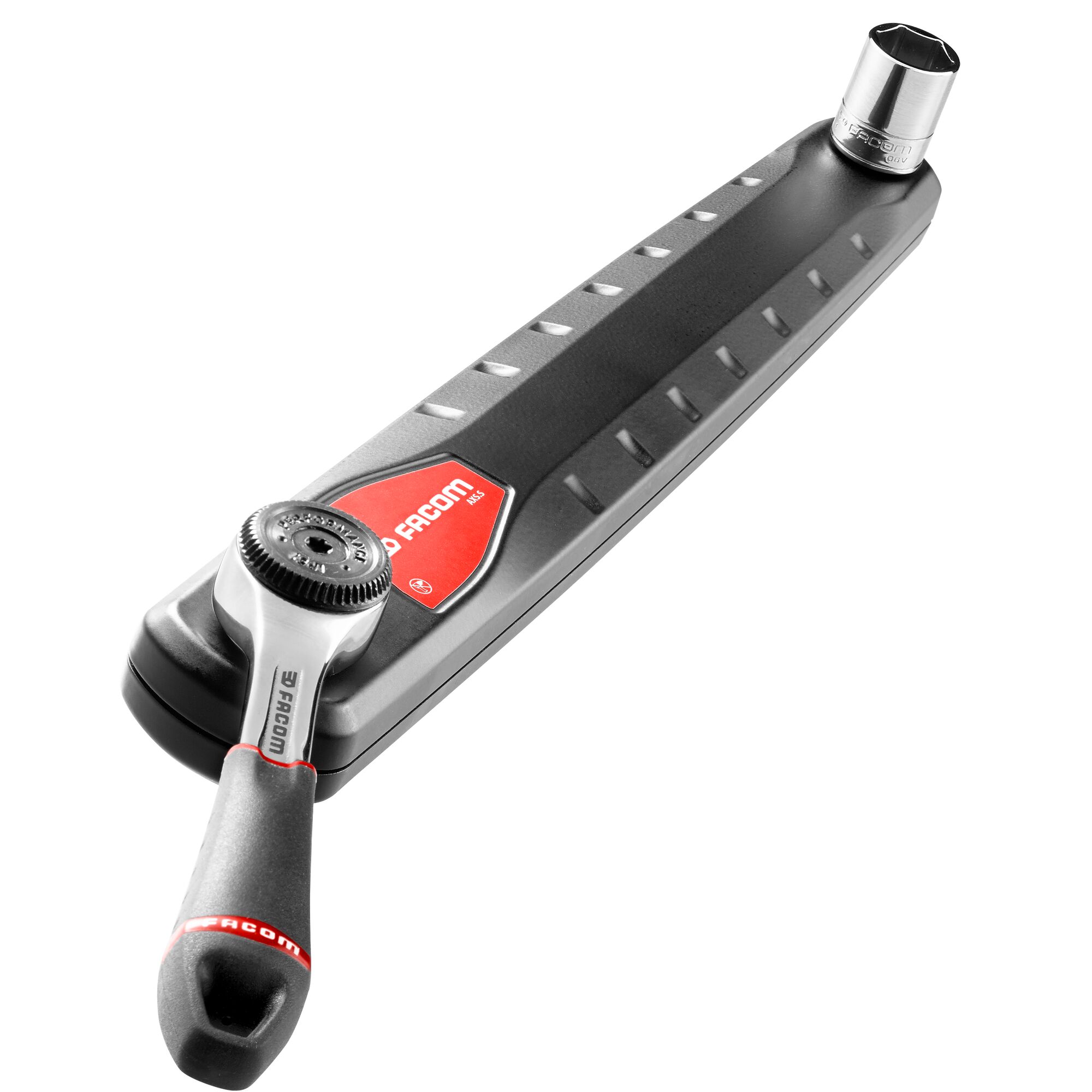 r161bpb Facom R.161BPB 1/4 in Ratchet with Bi-Material Elastomer Handle, 121.2mm Overall