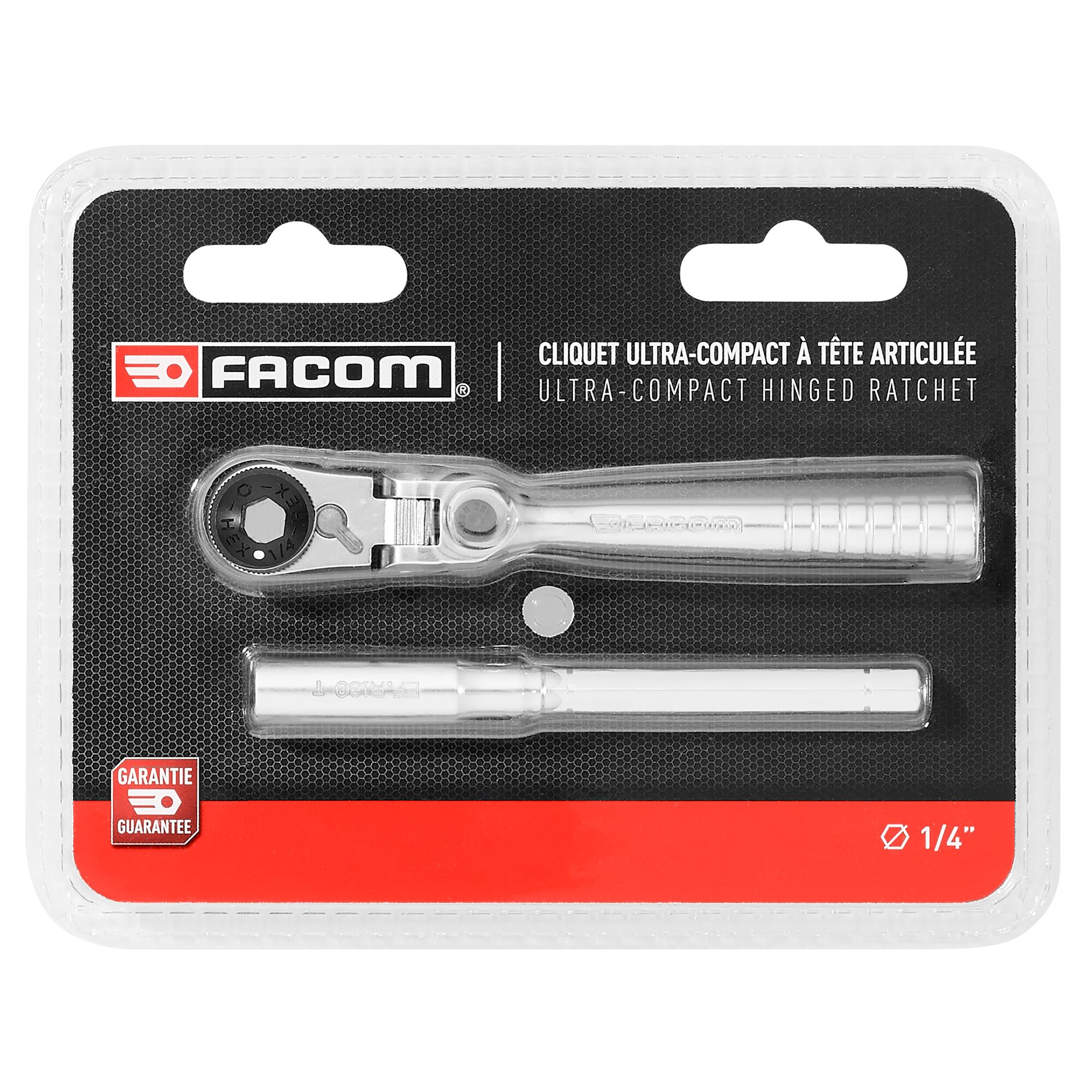 Facom R.180PB 1/4 in Ratchet with Tube Handle, 115mm Overall