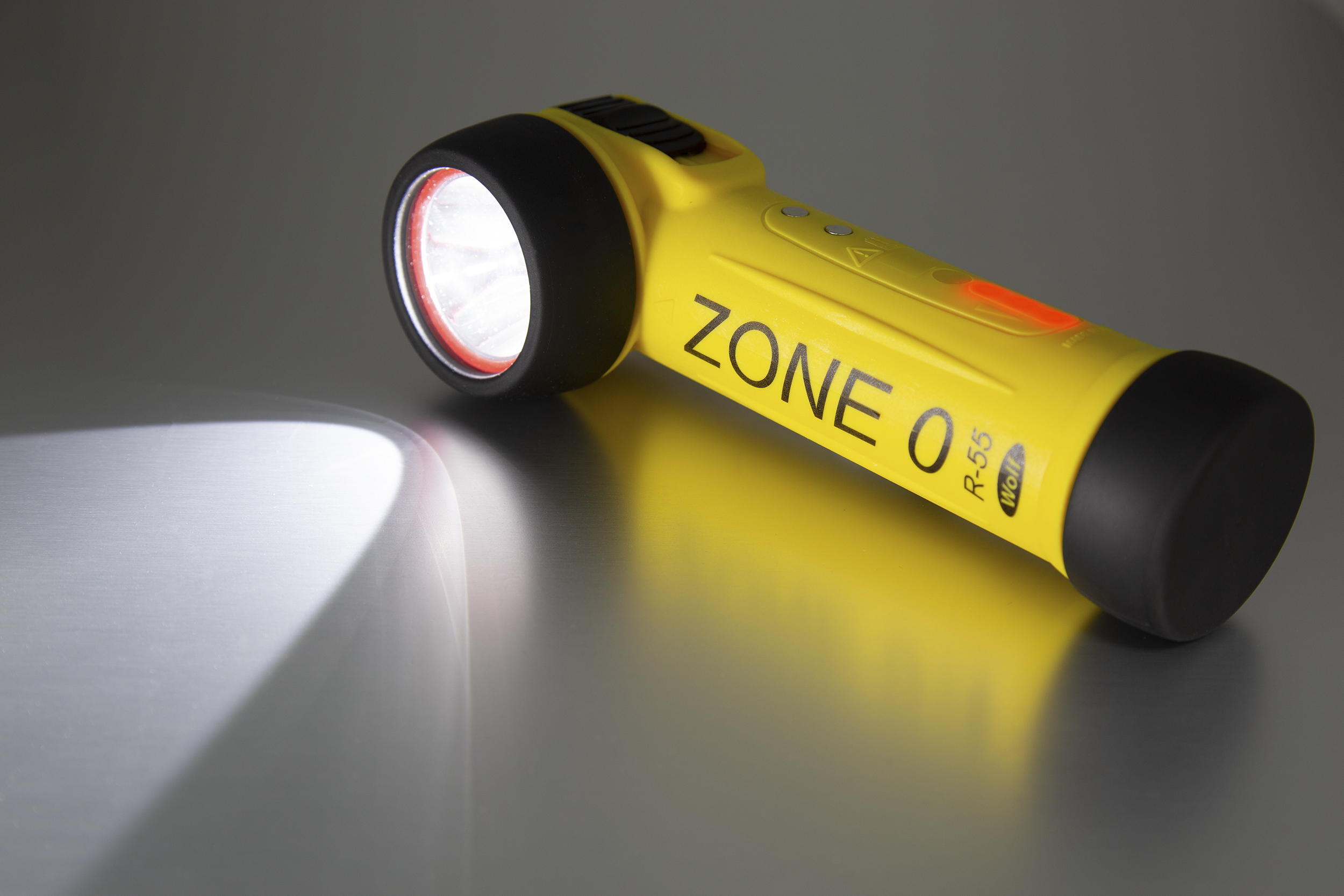 r-55h Wolf Safety IECEx, ATEX LED Torch Yellow Rechargeable 80 lm, 195 mm