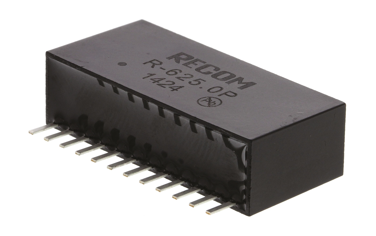 Recom R-6 DC/DC Converter, 5V dc/ 2 A, 24V dc Input, 9V, Through Hole, 85 °C Max Temp -40 °C Min Temp, SIP