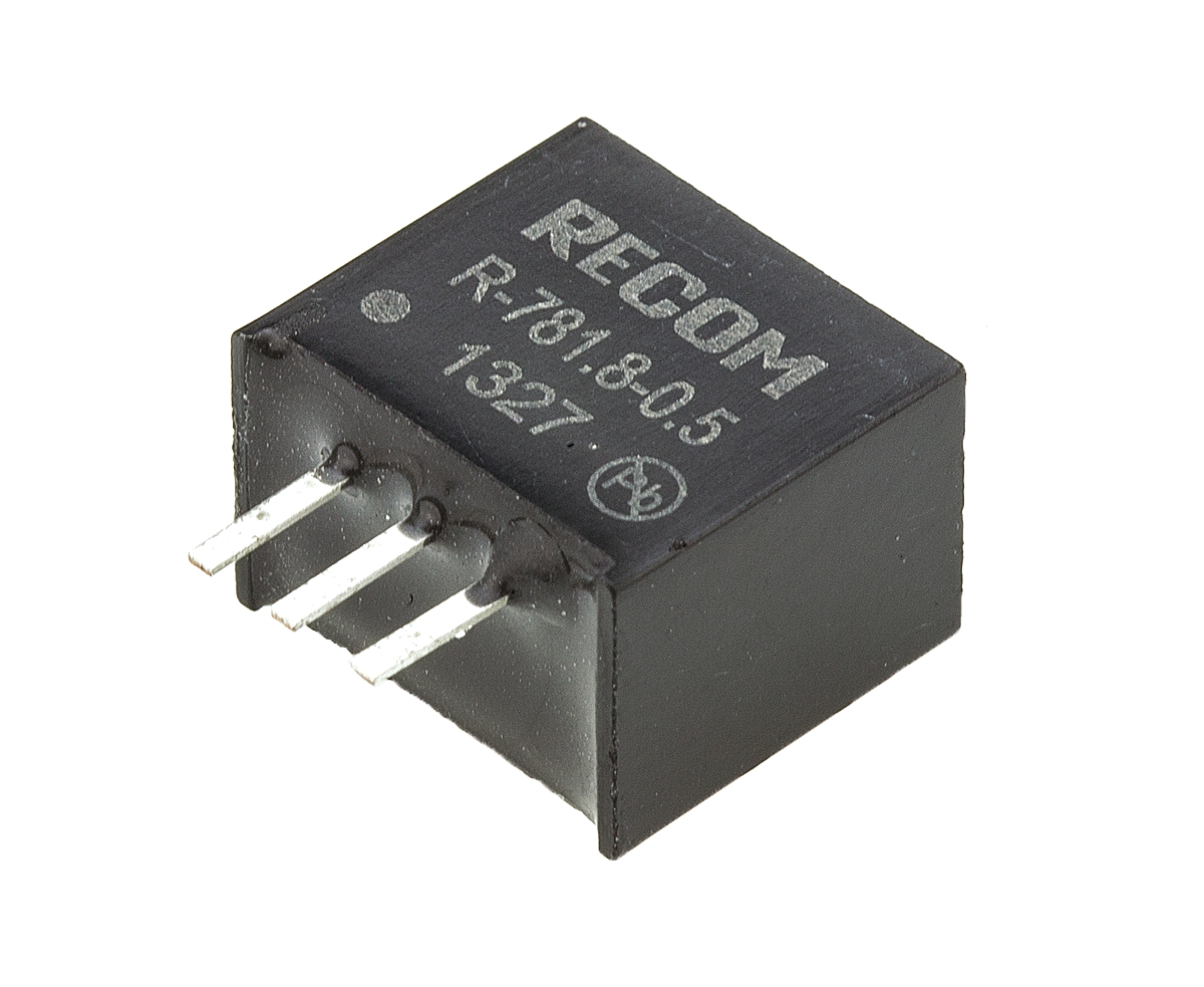 Recom Switching Regulator, Through Hole, 1.8V dc Output Voltage, 500 mA Output Current, 1 Outputs