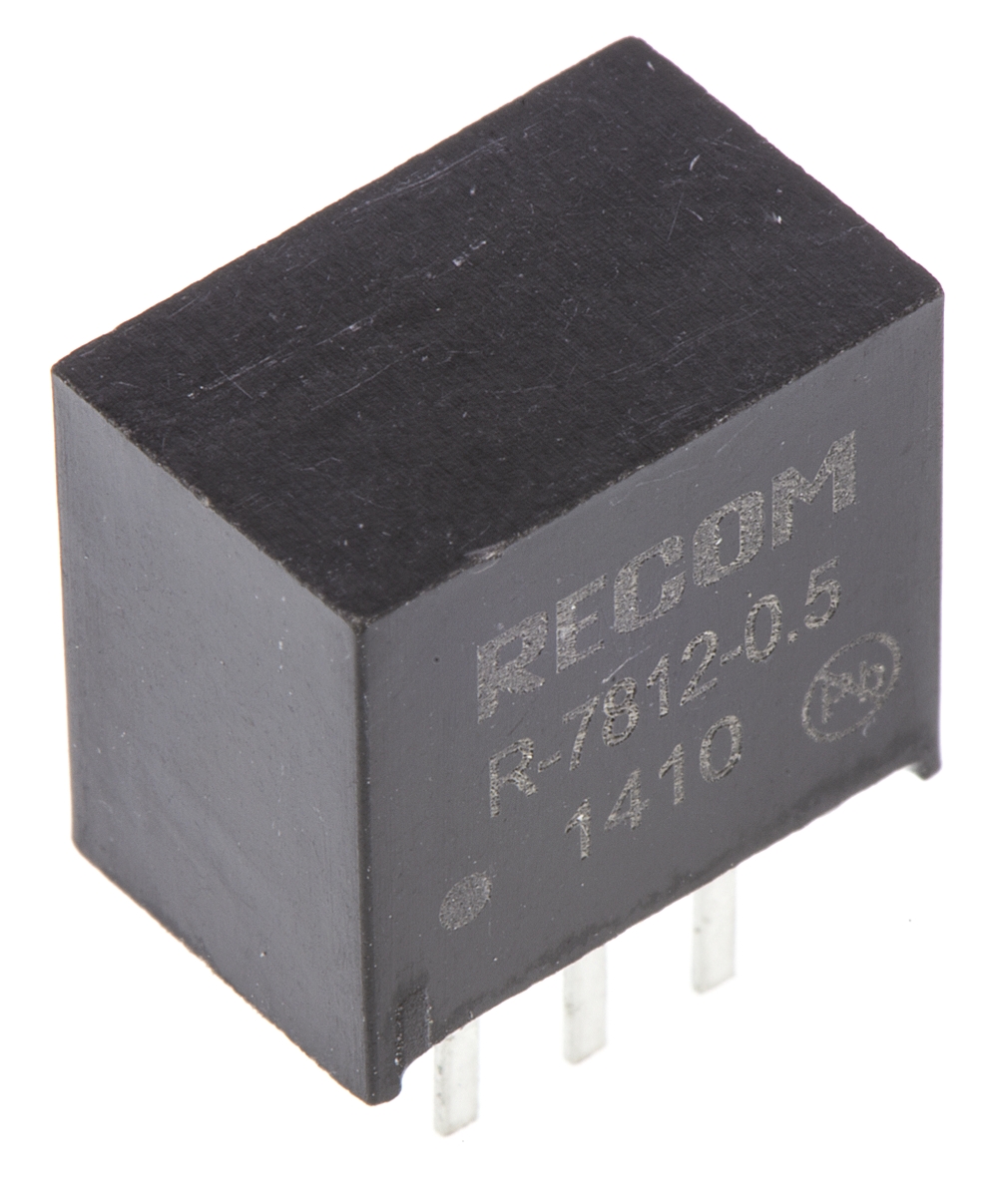 Recom Switching Regulator, Through Hole, 12V dc Output Voltage, 500 mA Output Current, 1 Outputs