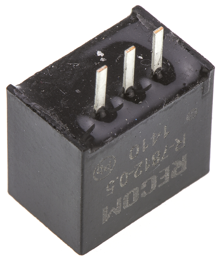 r-7812-05 Recom Switching Regulator, Through Hole, 12V dc Output Voltage, 500 mA Output Current, 1 Outputs