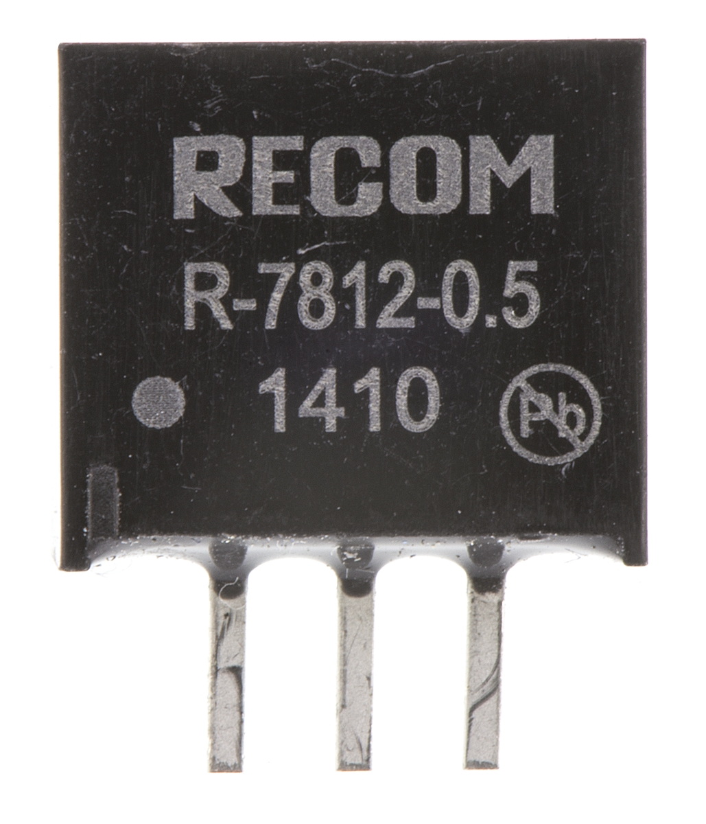 r-7812-05 Recom Switching Regulator, Through Hole, 12V dc Output Voltage, 500 mA Output Current, 1 Outputs