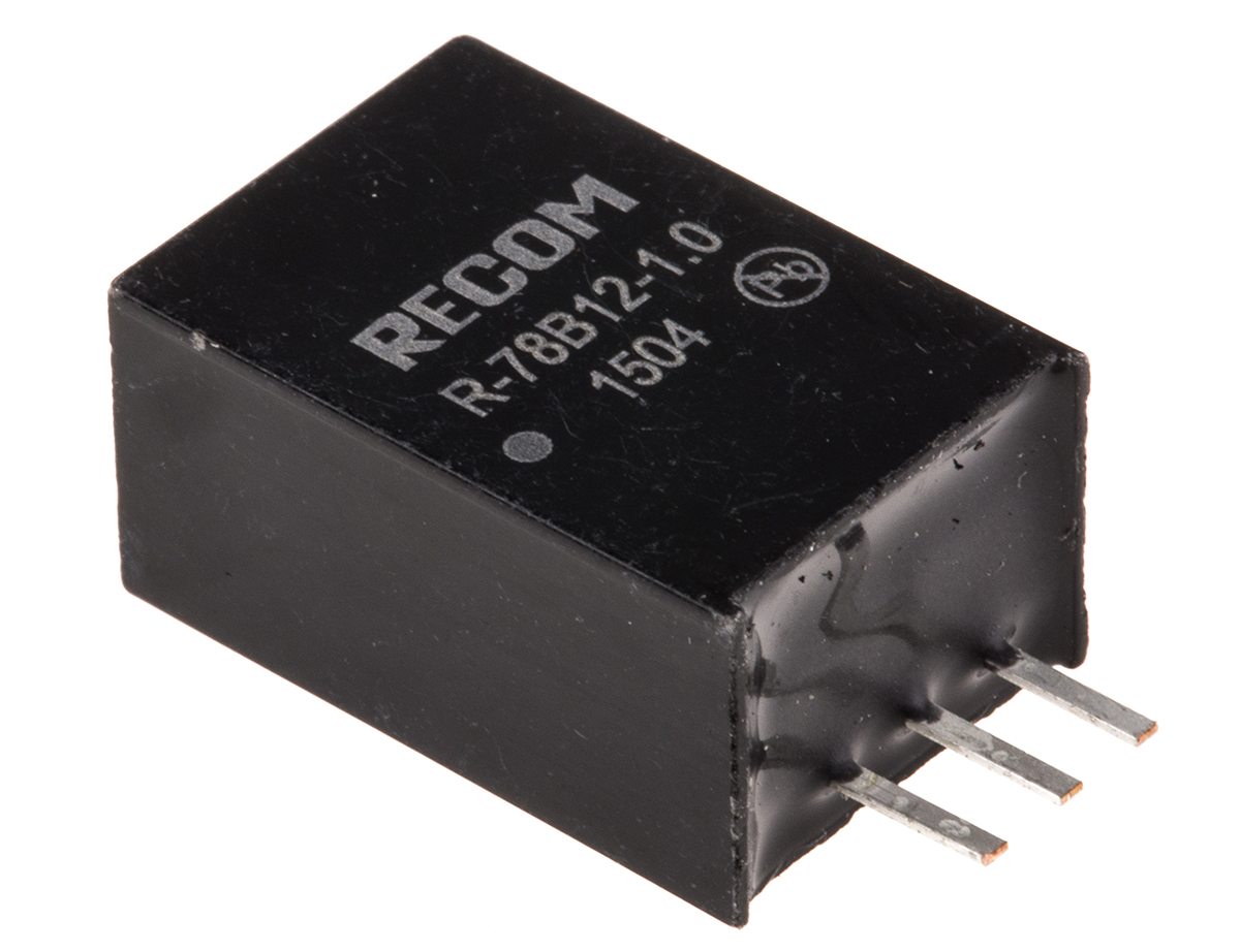 Recom Switching Regulator, Through Hole, 12V dc Output Voltage 32V dc, 1 A Output Current, 1 Outputs