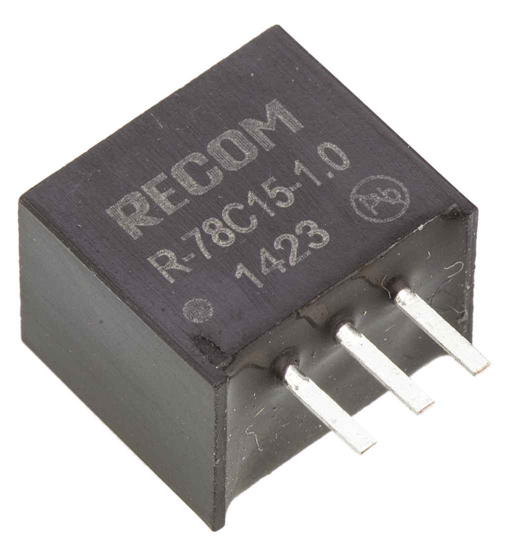 Recom Switching Regulator, Through Hole, 15V dc Output Voltage, 1 A Output Current, 1 Outputs