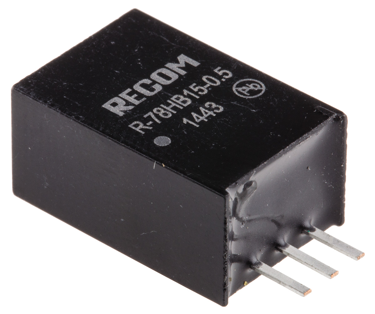 Recom Switching Regulator, Through Hole, 15V dc Output Voltage 72V dc, 500 mA Output Current, 1 Outputs