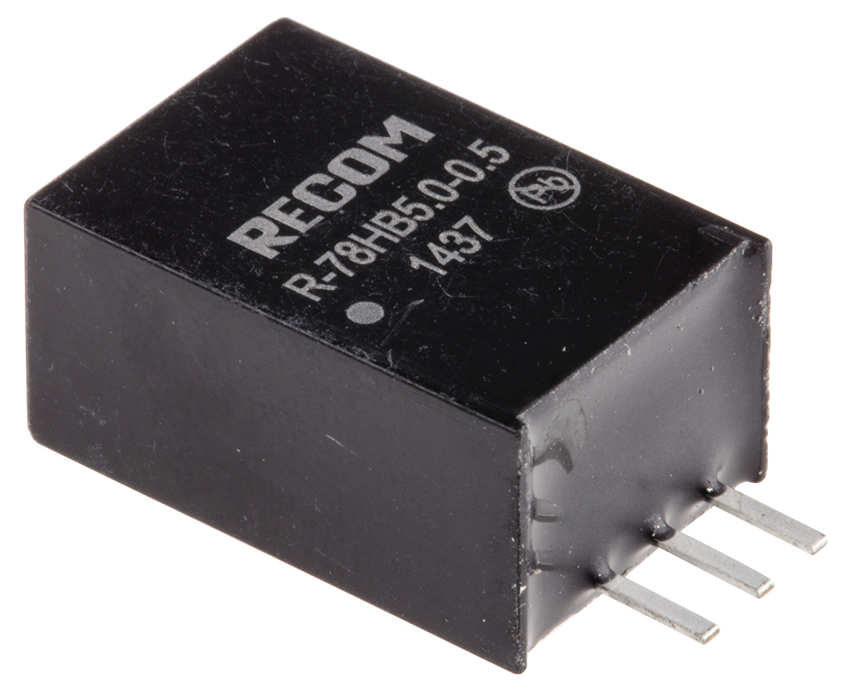 Recom Switching Regulator, Through Hole, 5V dc Output Voltage 72V dc, 500 mA Output Current, 1 Outputs