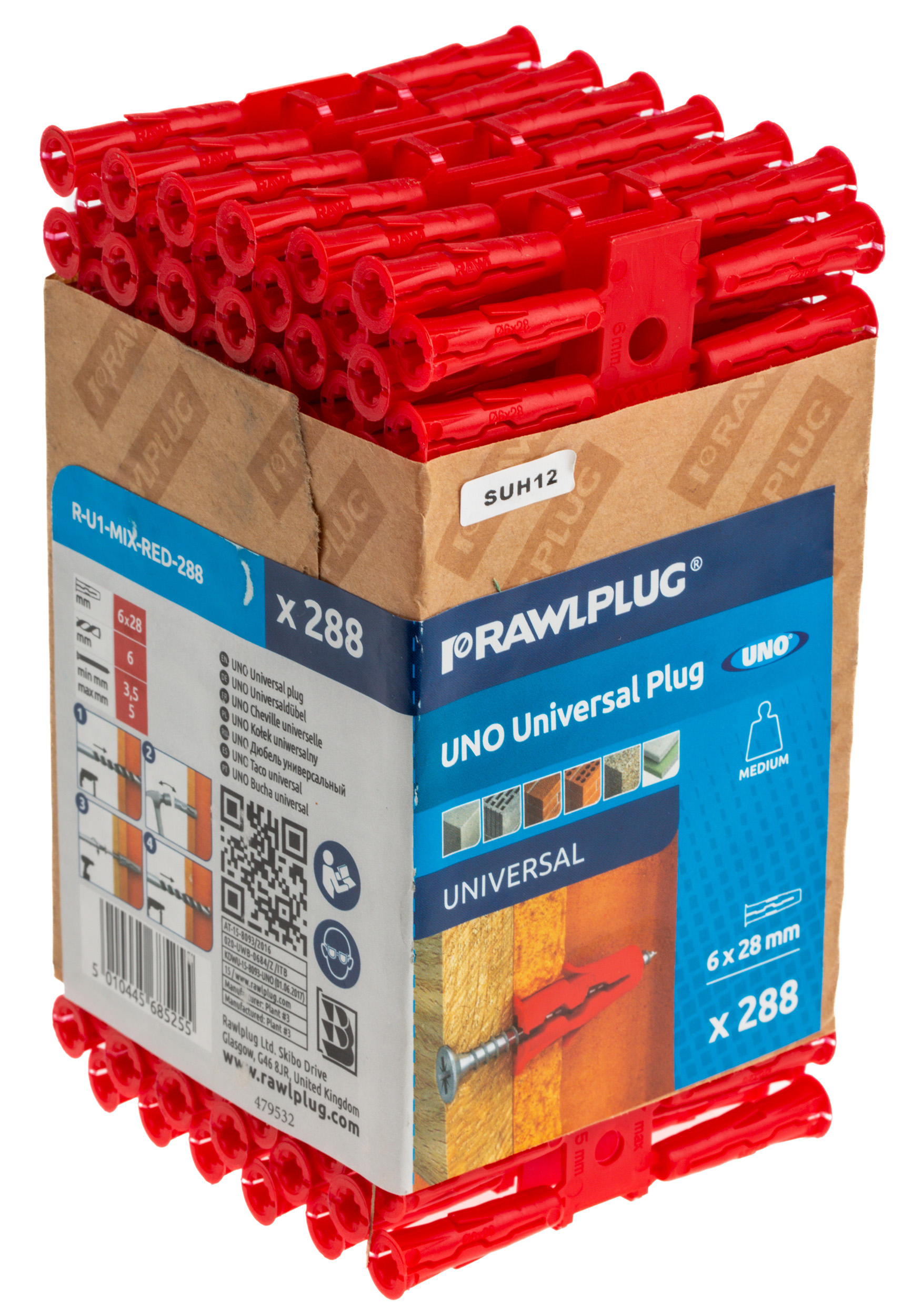 RawlPlug Red Plastic Wall Plug, 28 mm Length