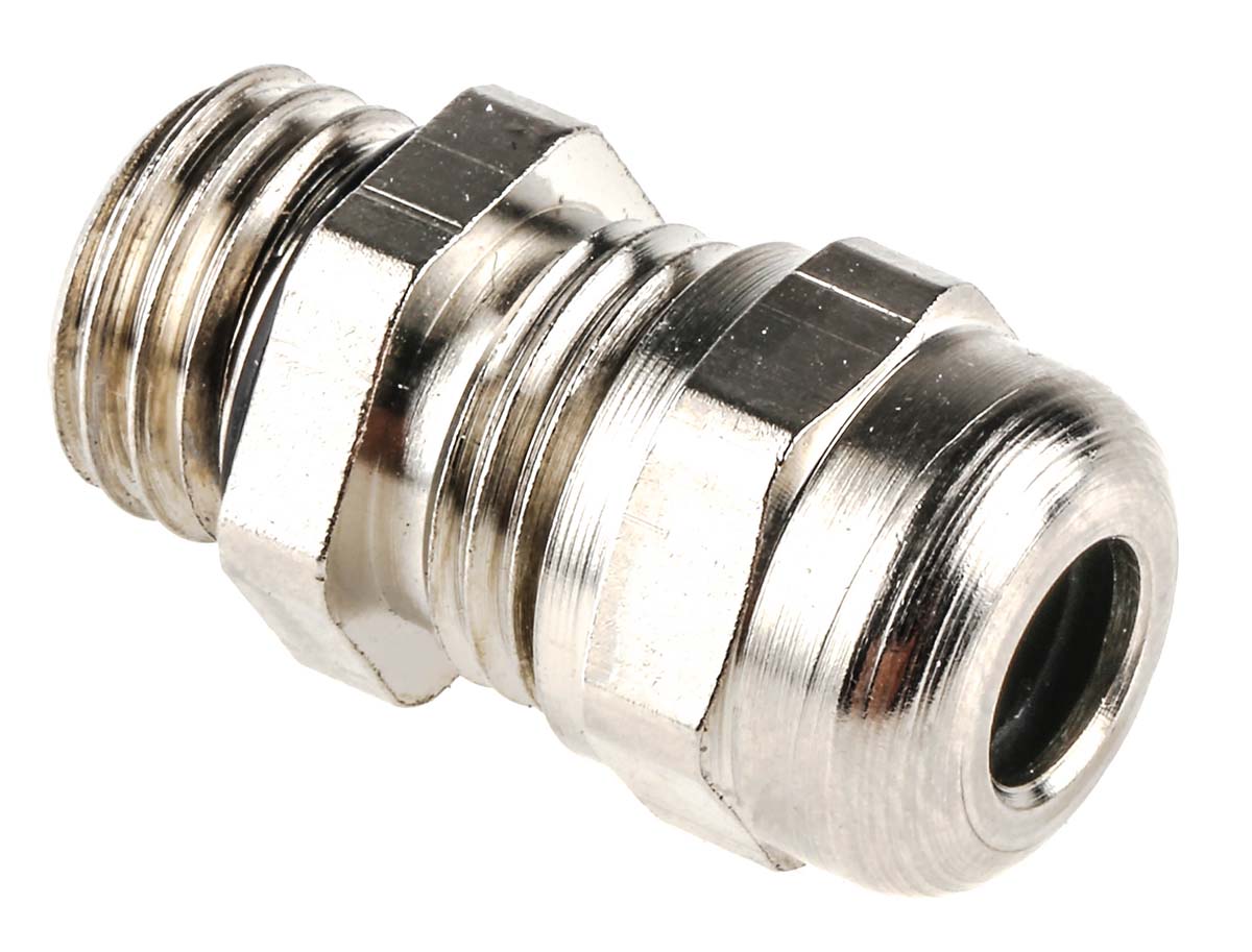 SIB WADI-TEC Series Metallic Nickel Plated Brass Cable Gland, M12 Thread, 3 mm min., 6 mm max., IP68