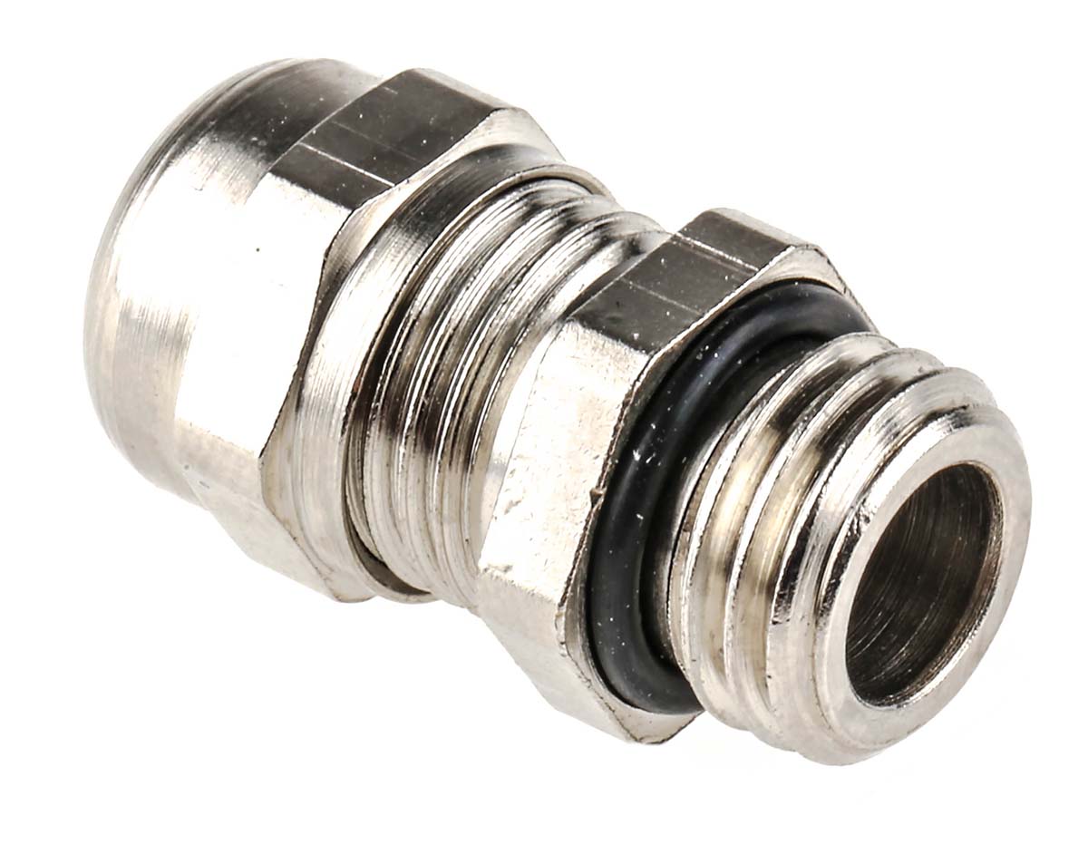 r0321200r SIB WADI-TEC Series Metallic Nickel Plated Brass Cable Gland, M12 Thread, 3 mm min., 6 mm max., IP68