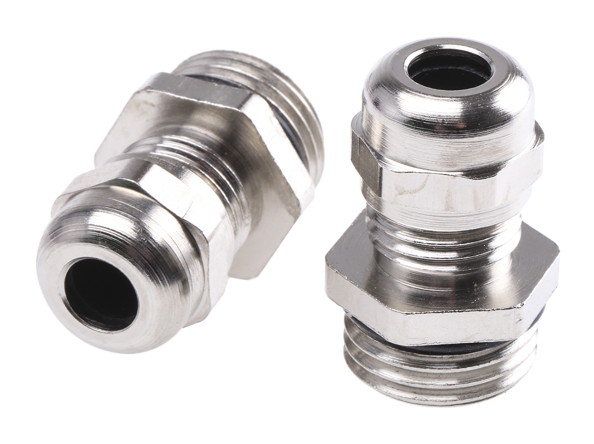 SIB WADI-TEC Series Metallic Nickel Plated Brass Cable Gland, M16 Thread, 3 mm min., 6 mm max., IP68
