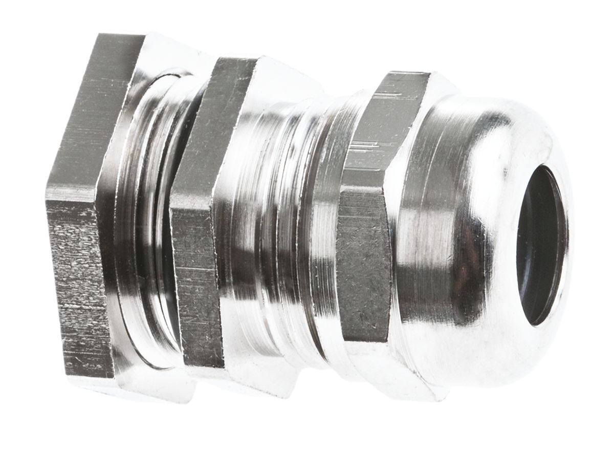 SIB WADI-TEC Series Metallic Nickel Plated Brass Cable Gland, M20 Thread, 6 mm min., 10 mm max., IP68