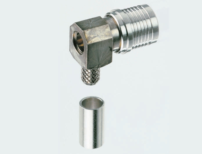 Radiall QMA Series Cable Male QMA, 50 Ω, Right Angle Body Crimp