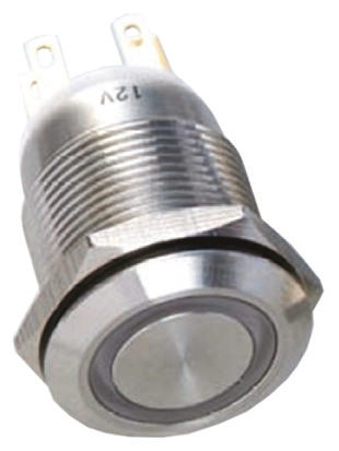 EOZ R Series Illuminated Push Button Switch, Momentary, Panel, 19 mm Cutout, DPDT, Blue LED, IP65 250 V ac