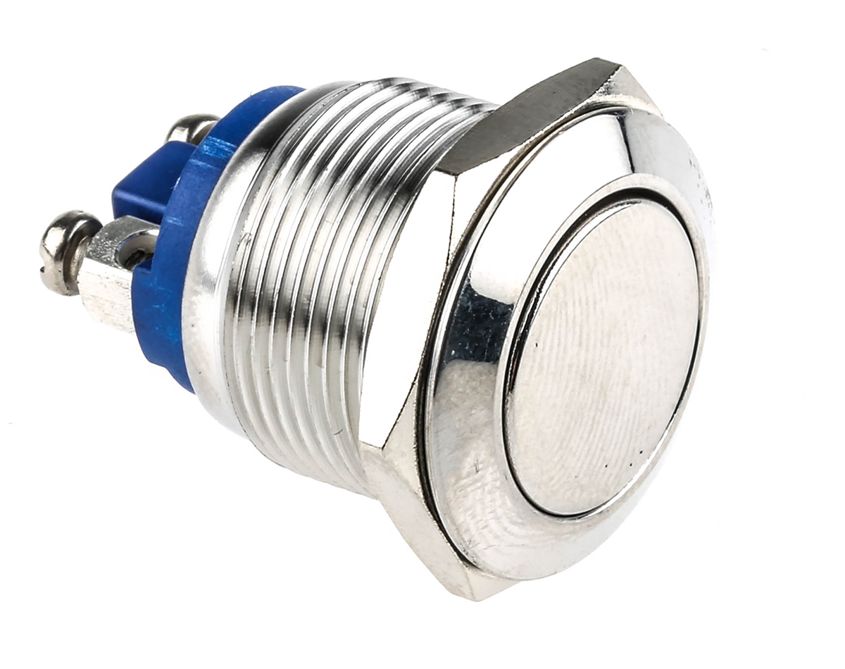 EOZ R Series Push Button Switch, Momentary, Panel, 19.2 mm Cutout, SPST, IP65, 36 V dc 250 V ac