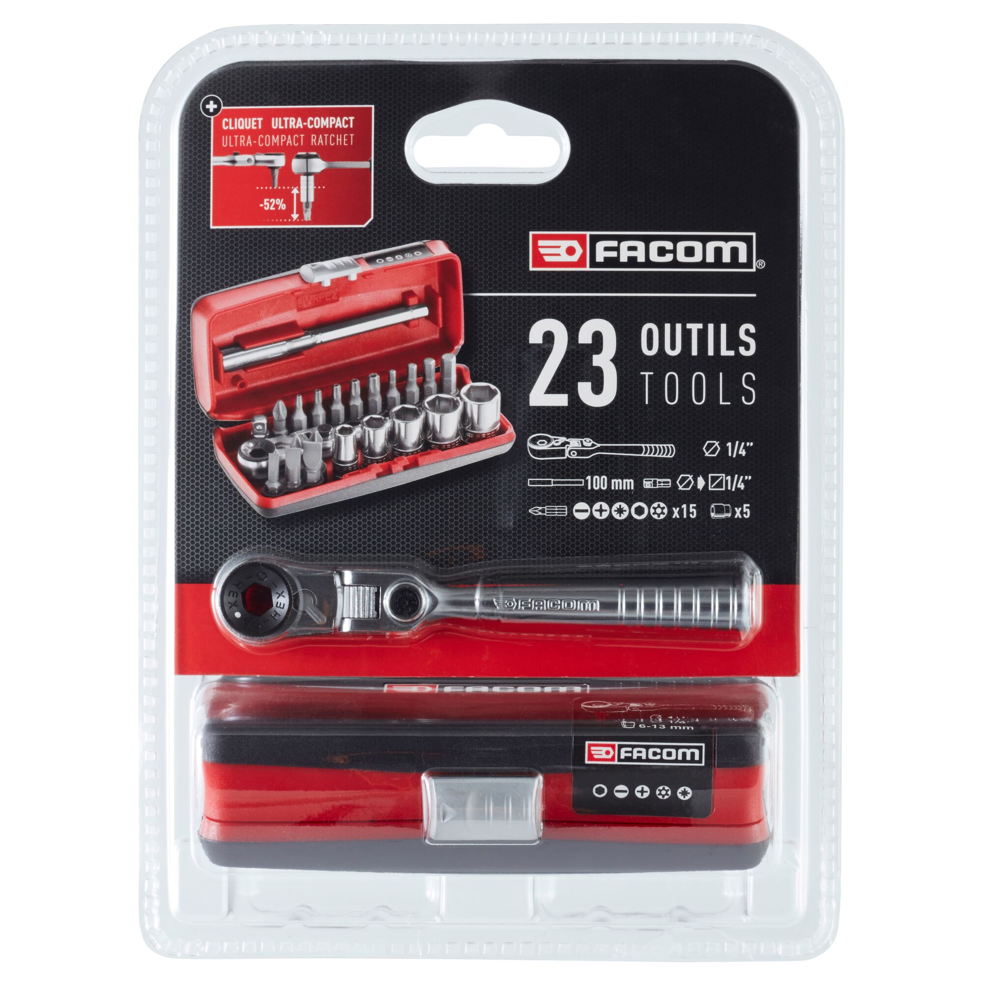 Facom 23-Piece 1/4 in 6 Point Socket Set