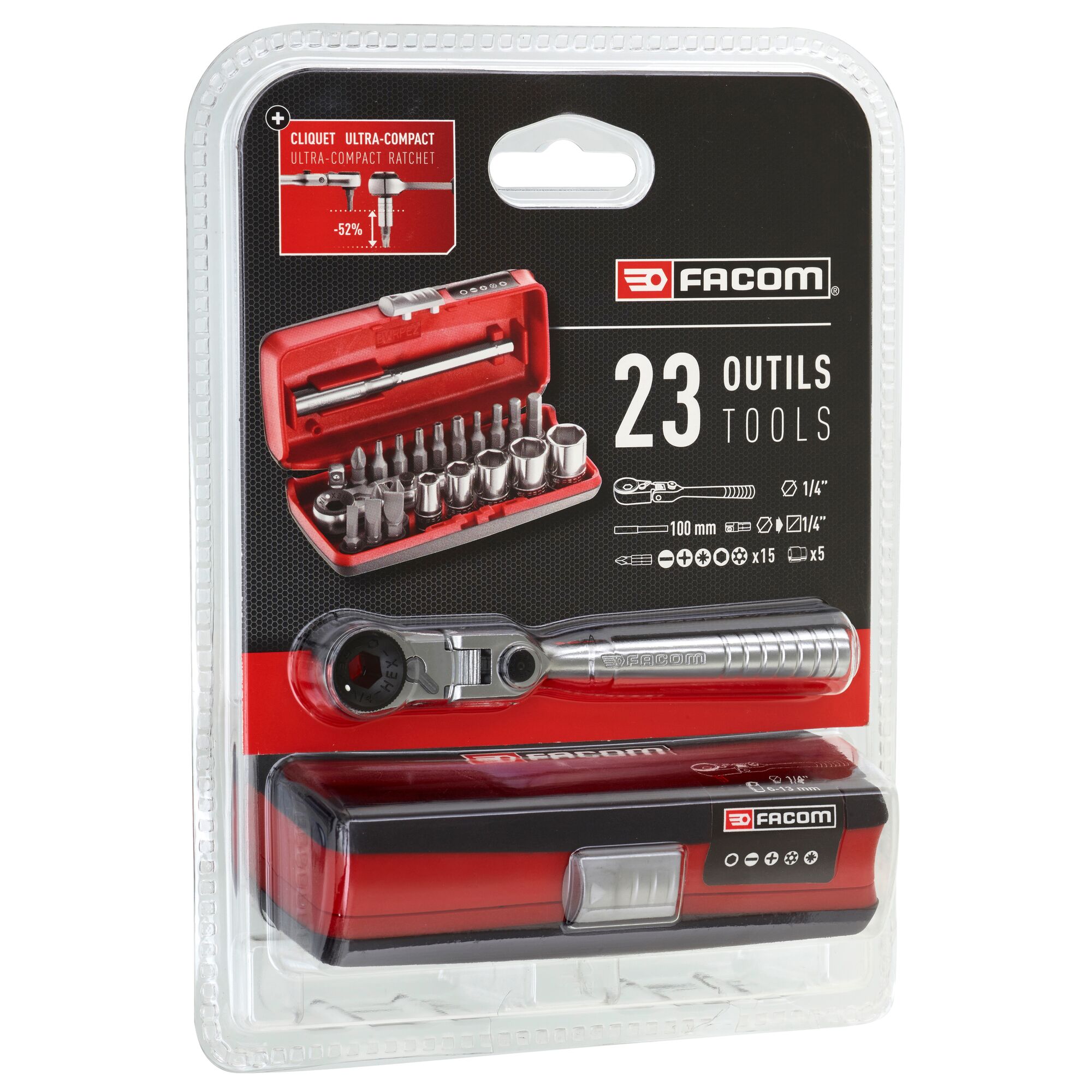r1picopb Facom 23-Piece 1/4 in 6 Point Socket Set
