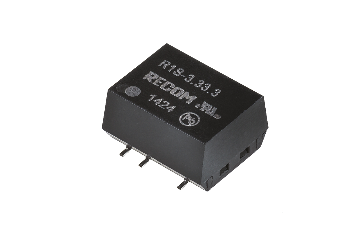 Recom R1S DC/DC Converter, 5V/ 200 mA, 3.3V dc Input, 2.97V Input 1 W, Surface, 100 °C Max Temp -40 °C Min Temp, 8-Pin